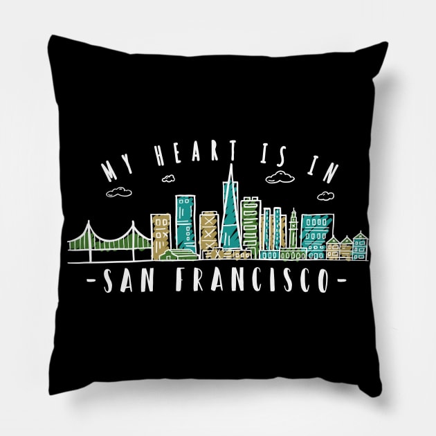 My Heart is in San Francisco Pillow by Bestseller