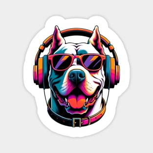 Dogo Argentino Smiling DJ with Vibrant Beats Magnet