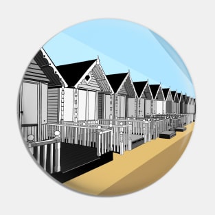 Mersea Island, Essex, Beach Huts, Black and White Pin