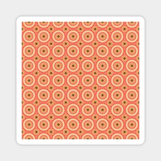 70s Retro Circular Geometric Pattern. Brown, Mustard, Pink. Magnet