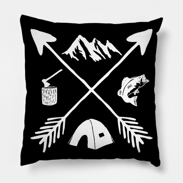 Camping Outdoors Wilderness Adventure Hiking Gift Pillow by MintedFresh