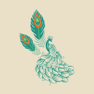 Peacock in tattoo style ( Print on front and back) T-Shirt