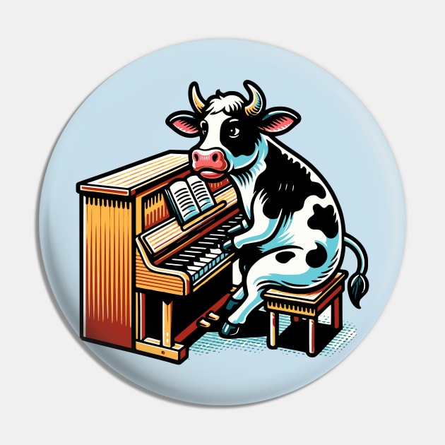 Cow Playing the Piano Pin by Mey Designs