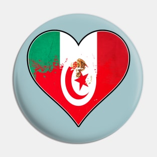 Mexican and Tunisia Heart Mix Heritage Flag Pin