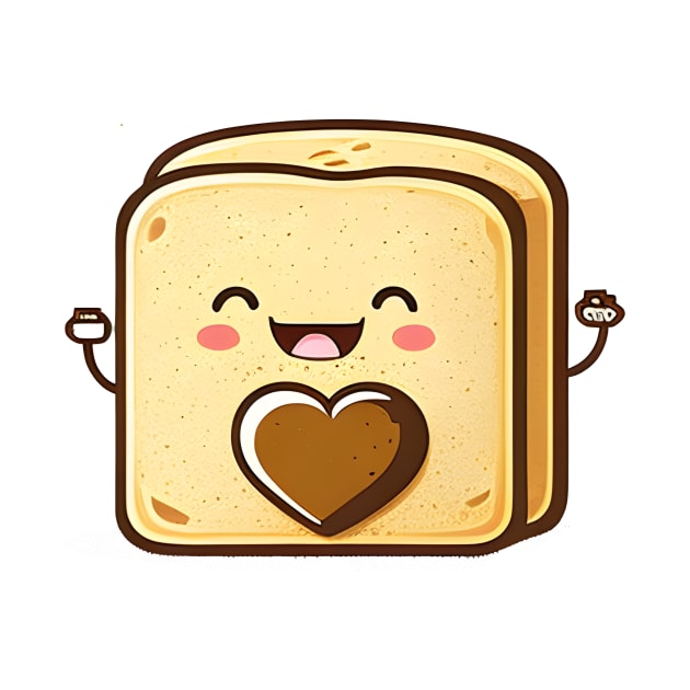 Cute happy funny kawaii toast by KawaiiFoodArt