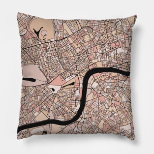 London Map Pattern in Soft Pink Pastels Pillow