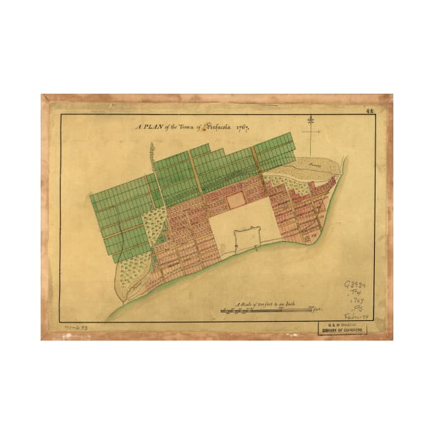 Vintage Map of Pensacola Florida (1767) by Bravuramedia