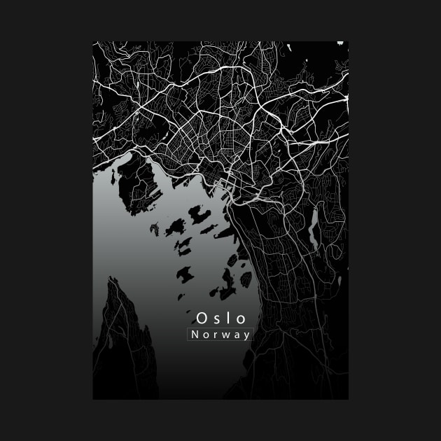 Oslo Norway City Map dark by Robin-Niemczyk