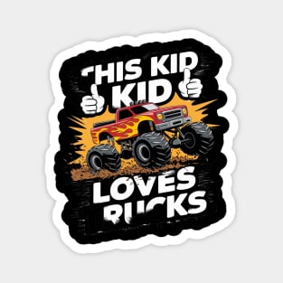 This Kid Loves Monster Trucks Boys and Girls Magnet