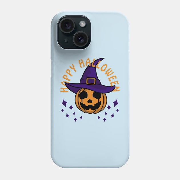 HAPPY HALLOWEEN JACK 'O LANTERN WEAR THE WITCH HAT Phone Case by OXVIANART