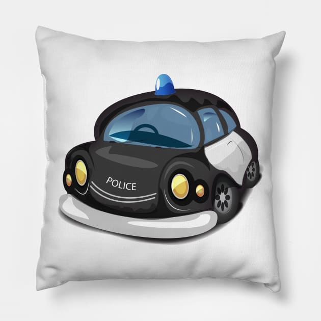 Cute cartoon police car Pillow by nickemporium1