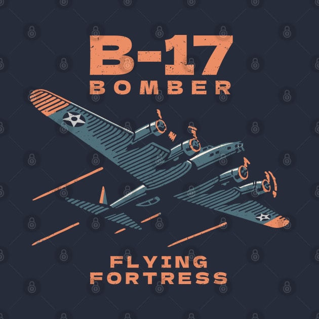 B-17 Bomber WW2 Plane Retro by Distant War