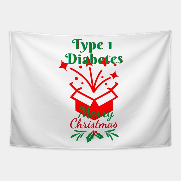 Diabetes Merry Christmas Surprise Gift Type 1 Diabetic Tapestry by Diabeticsy