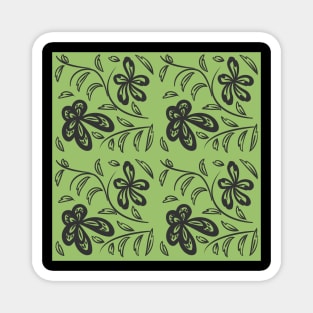 pattern with flowers and leaves Magnet