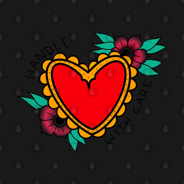 Heart - Handle with care - Traditional Tattoo flash by ladyjrae