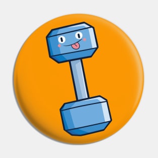 Cute dumbbell cartoon character mocking Pin