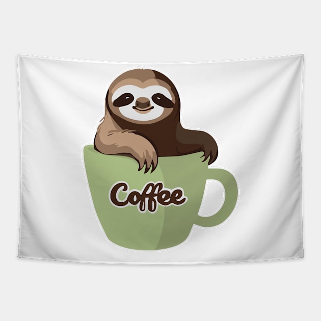 Sloth in the Coffee Mug for Caffeine and Chill Vibes Tapestry by IDesign23