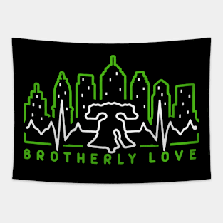 Philly Fan Kelly Green White Philadelphia Brotherly Love Liberty Bell Philly Fan Art Tapestry