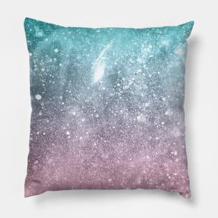 Aqua blue Pink ombre sea galaxy abstract Pillow