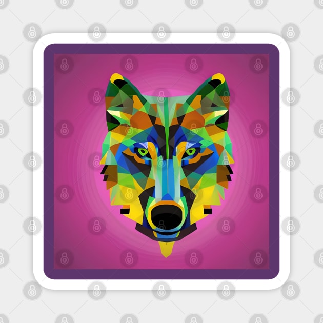 Pop Art Geometric Wolf Face Magnet by Chance Two Designs