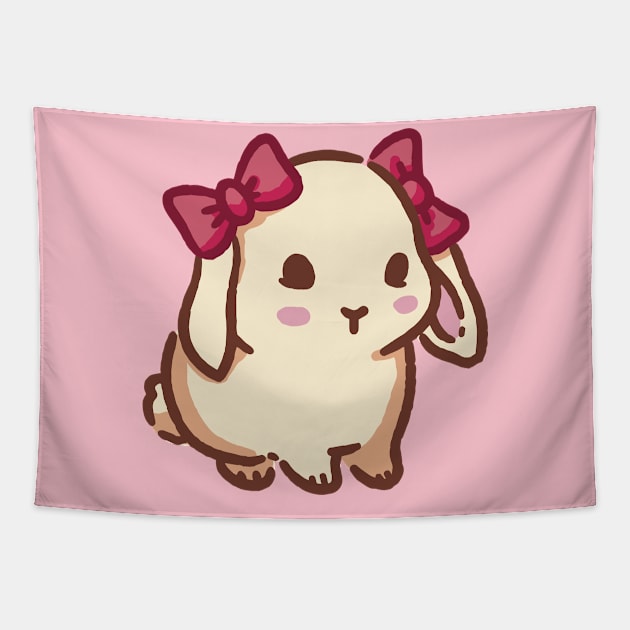 Cute coquette bunny with bows Tapestry by Little Polart