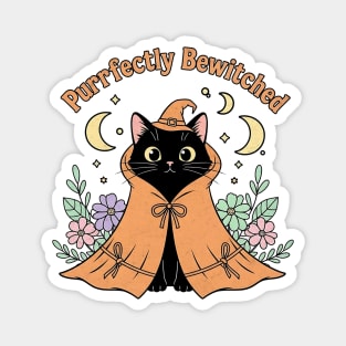 Purrfectly Bewitched – Pastel Witch Cat in Floral Cloak Magnet