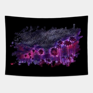 Los Angeles Electric Purple Palms Tapestry