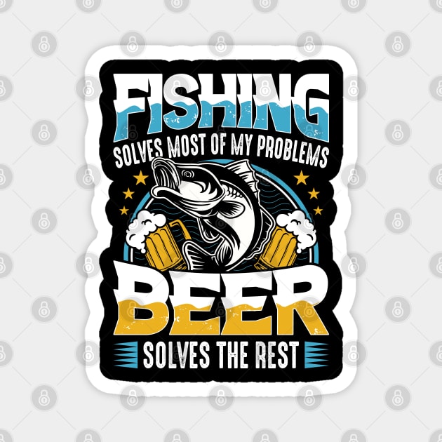 Fishing solves my problems Magnet by Crostreet