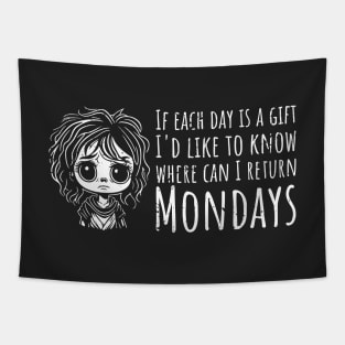 Funny Monday Blues For Girls - horizontal distressed Tapestry