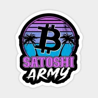 Satoshi Army Retrowave Cryptocurrency BTC Bitcoin Magnet