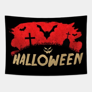 ✞ Creepy Cemetery ✞ Halloween Bats Graveyard Dark Costume Idea Tapestry