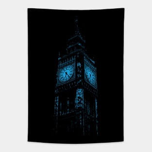 Minimalist Blue Big Ben Tapestry