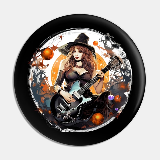 Electric Spellcaster: The Seductive Halloween Guitar Witch Pin by Iron Creek