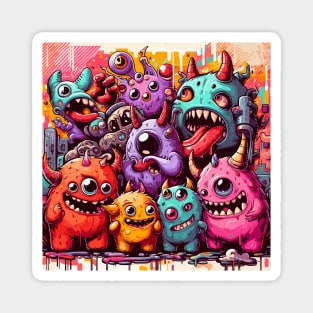 Street art cute monsters pattern Magnet