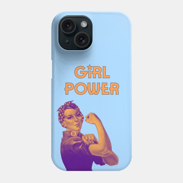 Girl power - We can do it feminist quote (orange) Phone Case by punderful_day