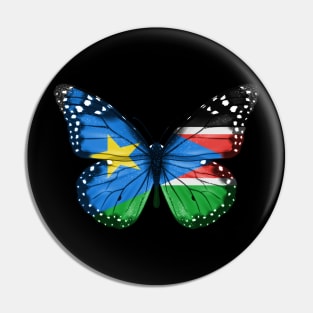 South Sudanese Flag  Butterfly - Gift for South Sudanese From South Sudan Pin