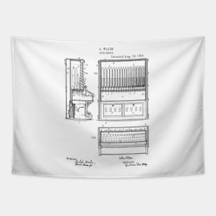 Pipe Organ Vintage Patent Hand Drawing Tapestry