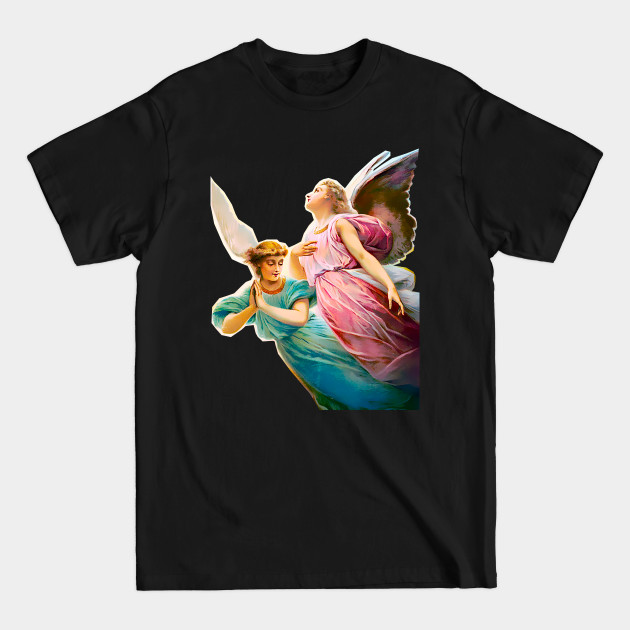 Discover Sublime angels taking flight. Vintage colorful design - Two Angels - T-Shirt