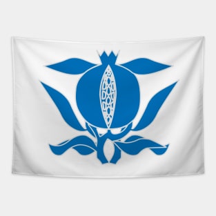 Blue heraldic pomegranate Tapestry