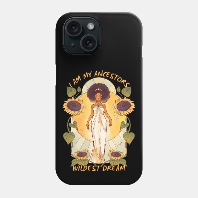 Black Girl Queen Sunflower Dream Phone Case by Hypnotic Highs