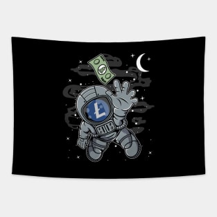 Astronaut Reaching Litecoin LTC Coin To The Moon Crypto Token Cryptocurrency Blockchain Wallet Birthday Gift For Men Women Kids Tapestry