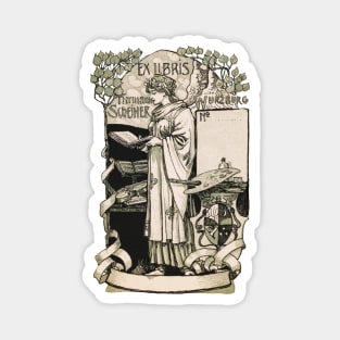 Art Nouveau Bookplate design Magnet