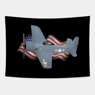 Patriotic WW2 F8F Bearcat Airplane Tapestry