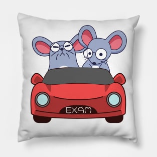 Mouse taking the driving license exam Pillow