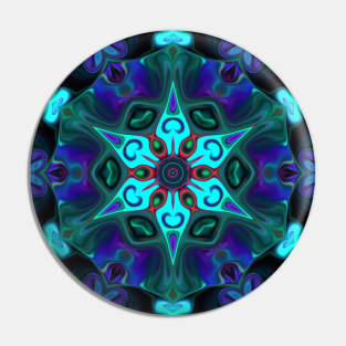 Psychedelic Hippie Blue Teal and Purple Pin