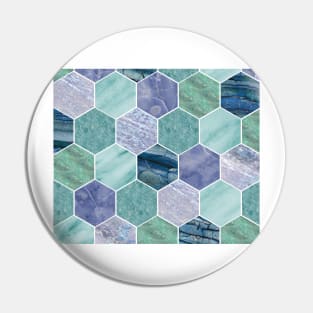 Mixed greens & blues - marble hexagons Pin