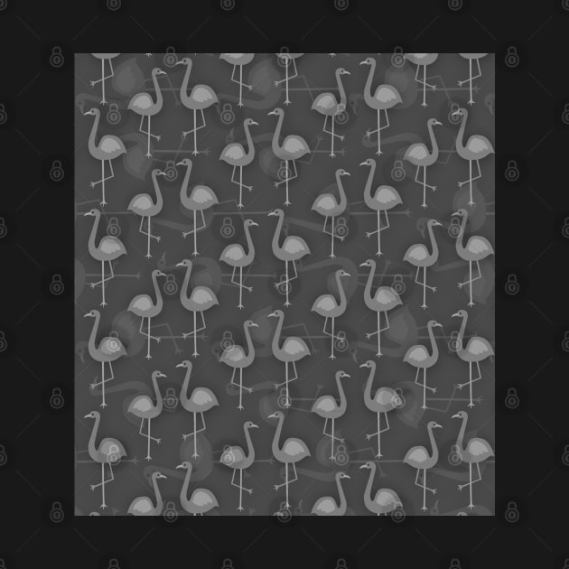 grey scale of flamingos by Spinkly