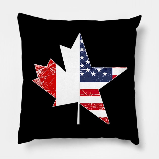 USA Flag Maple Leaf Canada Pillow by ShirtsShirtsndmoreShirts