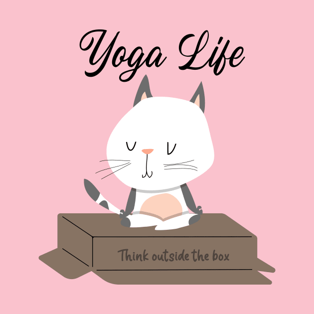 Yoga Cat / Yoga Life / Yoga Training T-shirt / Cute Cat Doing Yoga / Think Outside The Box by Redboy