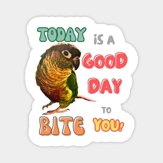 Green Cheek Conure Bird, Small Parrot, Parakeet, Today is a good day to bite you Magnet by TatianaLG